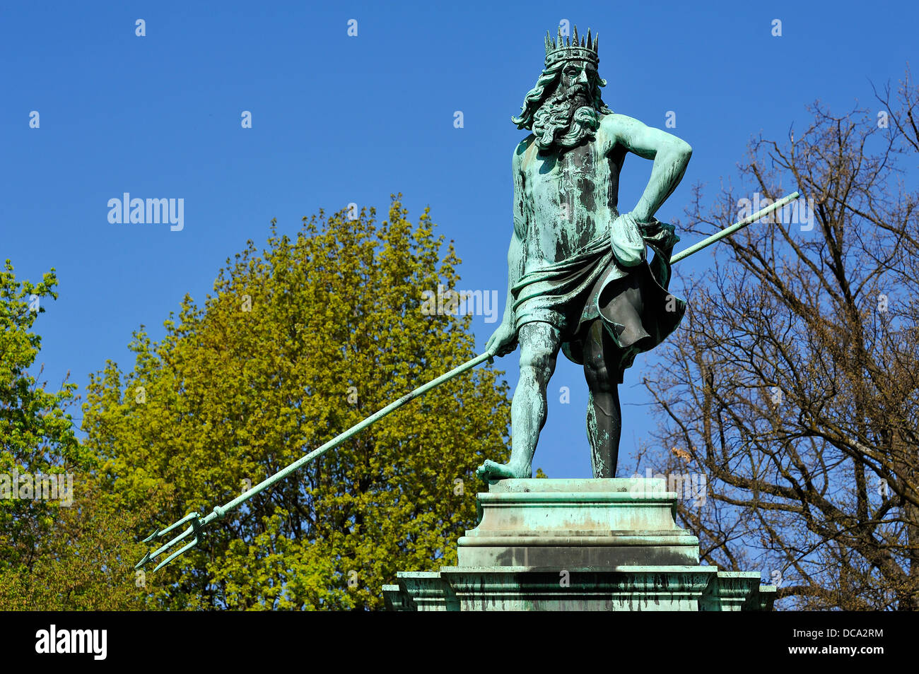 Sculpture de Neptune, Fontaine de Neptune, Parc de la ville de Nuremberg Banque D'Images