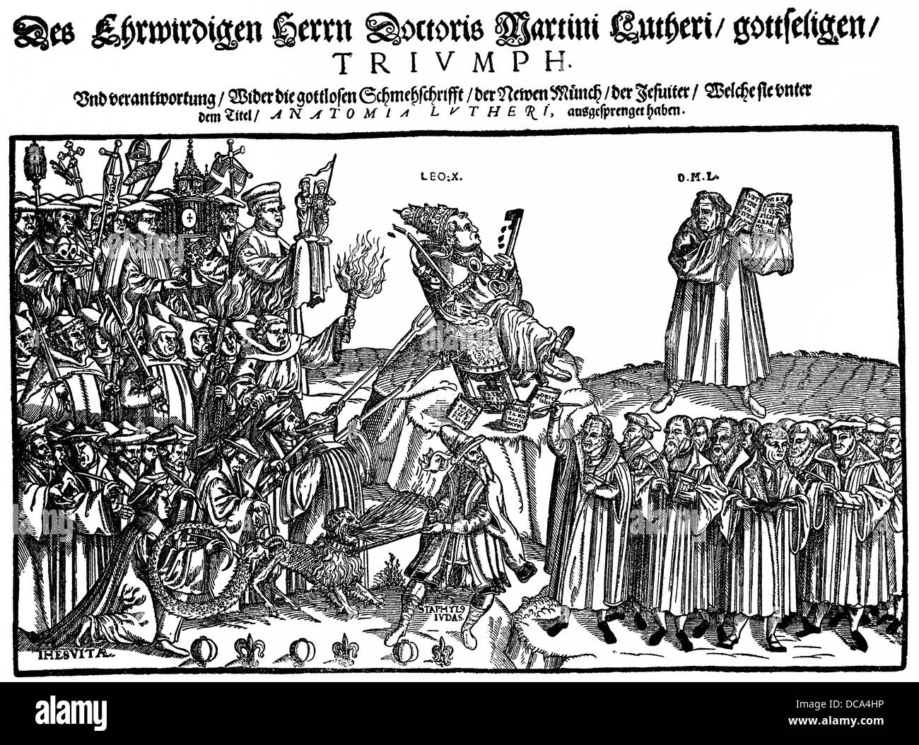 Caricature luthérienne contre les jésuites au 16ème siècle Banque D'Images