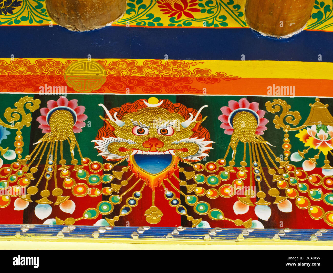 Peinture colorée au monastère de Thiksey Banque D'Images