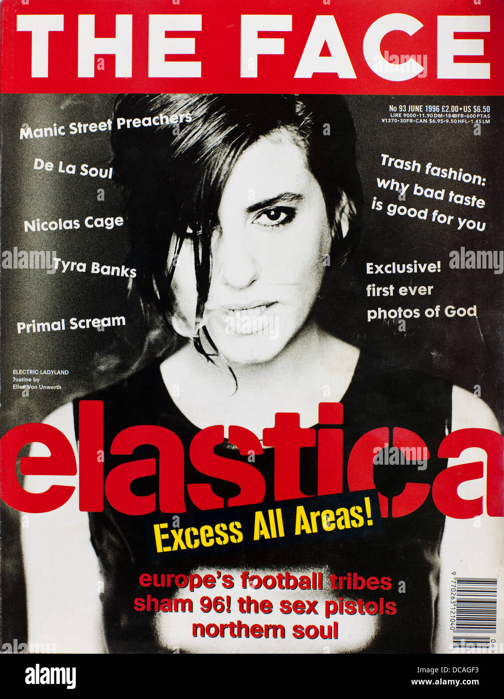 The face - Volume 2 , Number93, juin 1996 - Justine Frishmann de Elastica - usage éditorial seulement Banque D'Images
