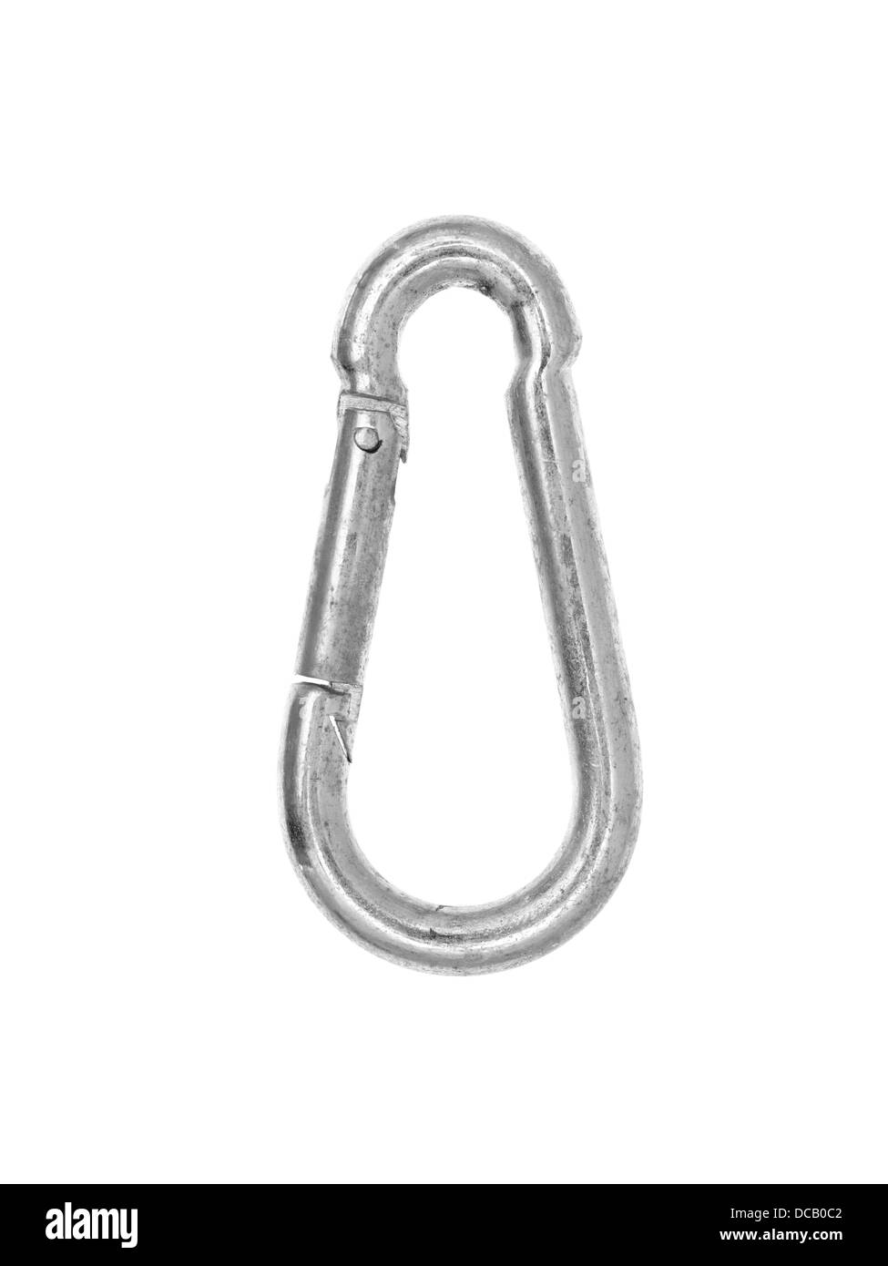 Un carbiner escalade isolé sur fond blanc Banque D'Images