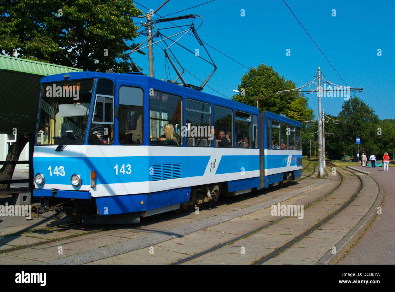 Tramway à la gare Baltijaam Baltes Tallinn Estonie les Pays Baltes Europe Banque D'Images