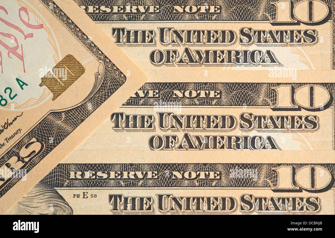 La monnaie américaine, des dollars américains. Banque D'Images