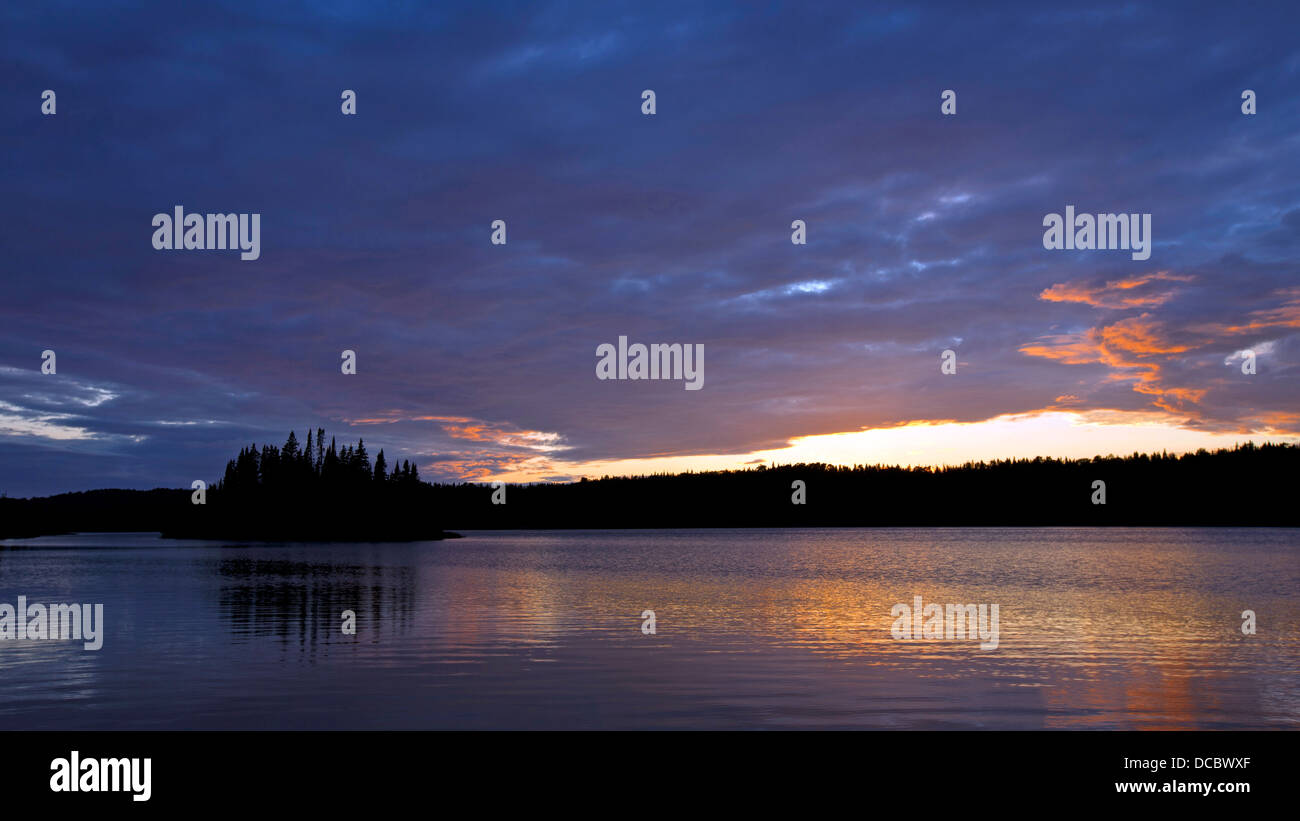 Tobin Harbour au coucher du soleil, Parc National de l'île Royale, Michigan, États-Unis d'Amérique Banque D'Images