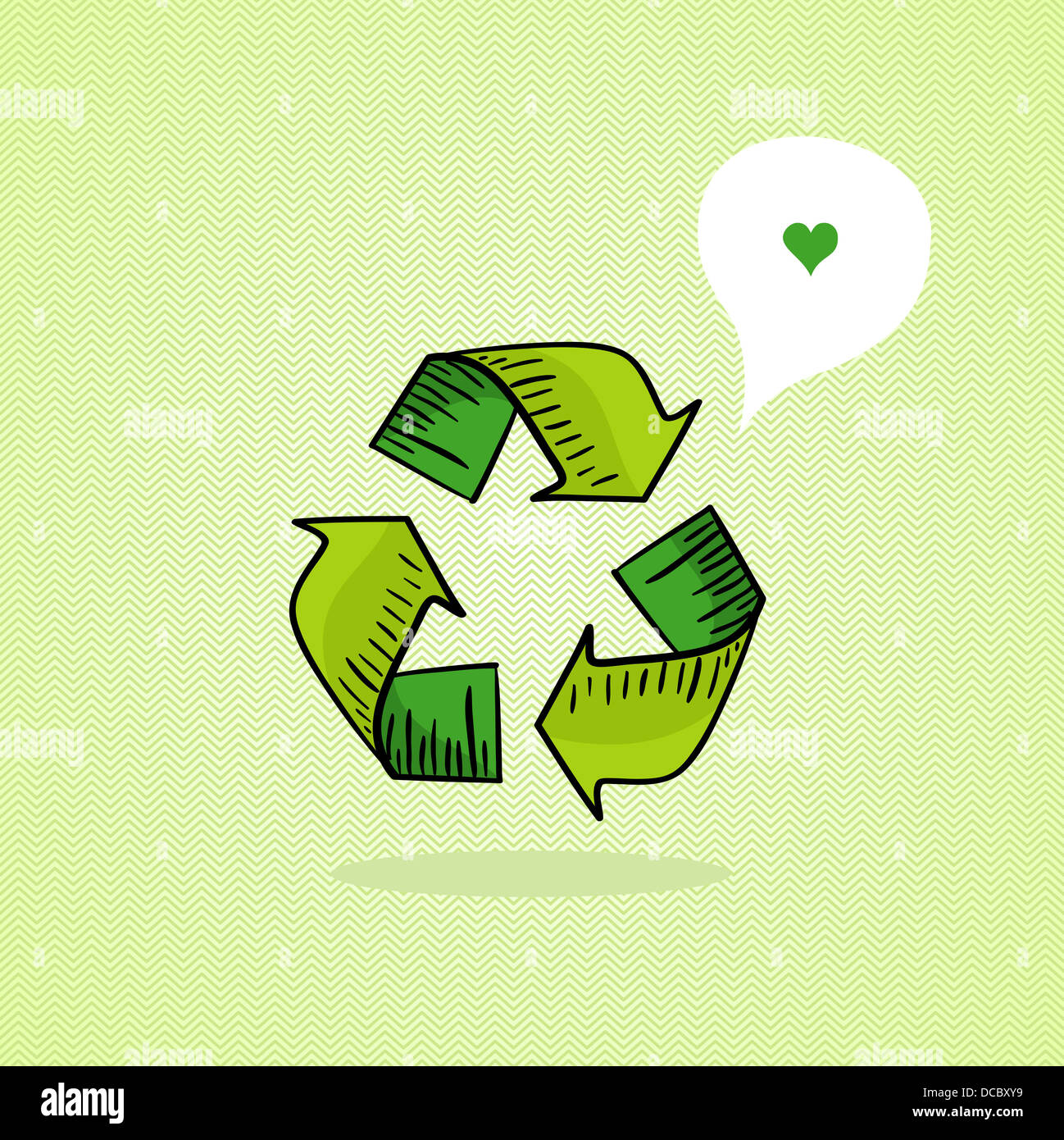 L'icône verte de recycler la main, l'amour social media bubble. Fichier vecteur pour faciliter les modifications en couches Banque D'Images
