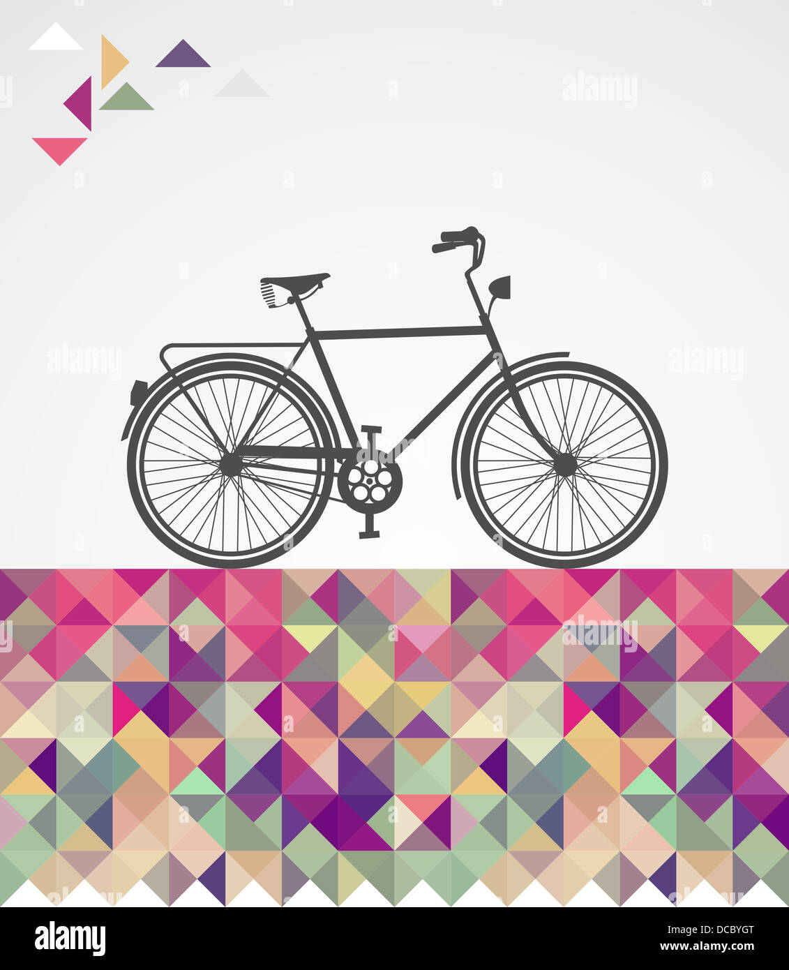 La mode vintage hipsters vélo à travers l'illustration des triangles. Couches de fichier vectoriel pour une manipulation facile et coloris. Banque D'Images
