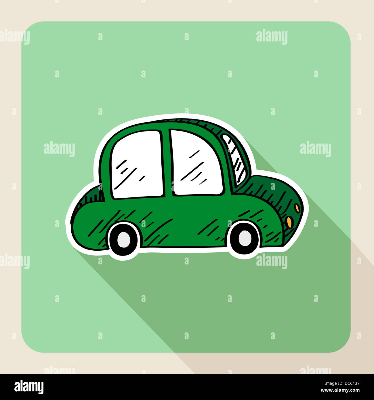 Location de voiture verte style Sketch télévision icône. Couches de fichier vectoriel pour faciliter les modifications. Banque D'Images