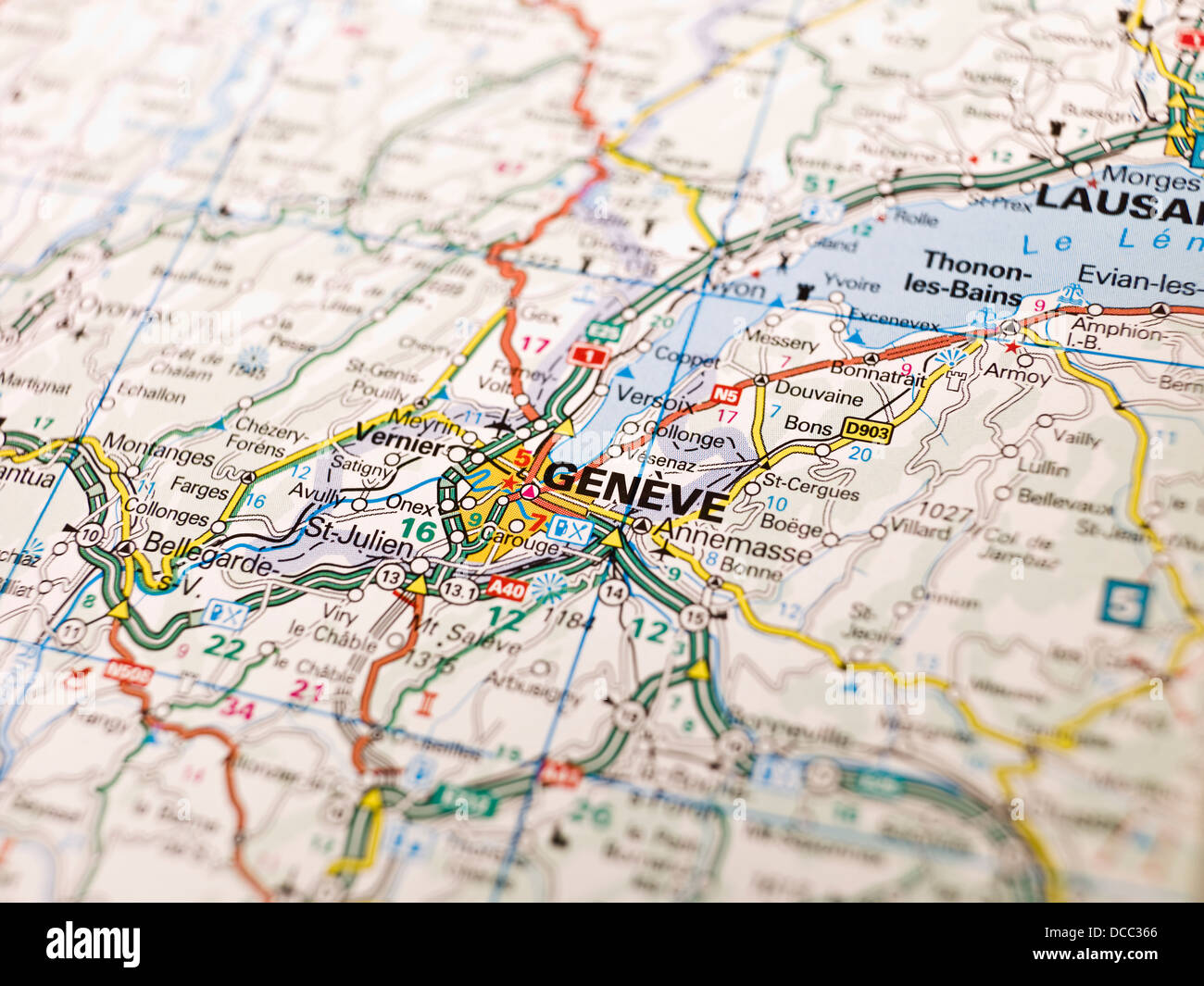 Carte de Geneve Photo Stock - Alamy
