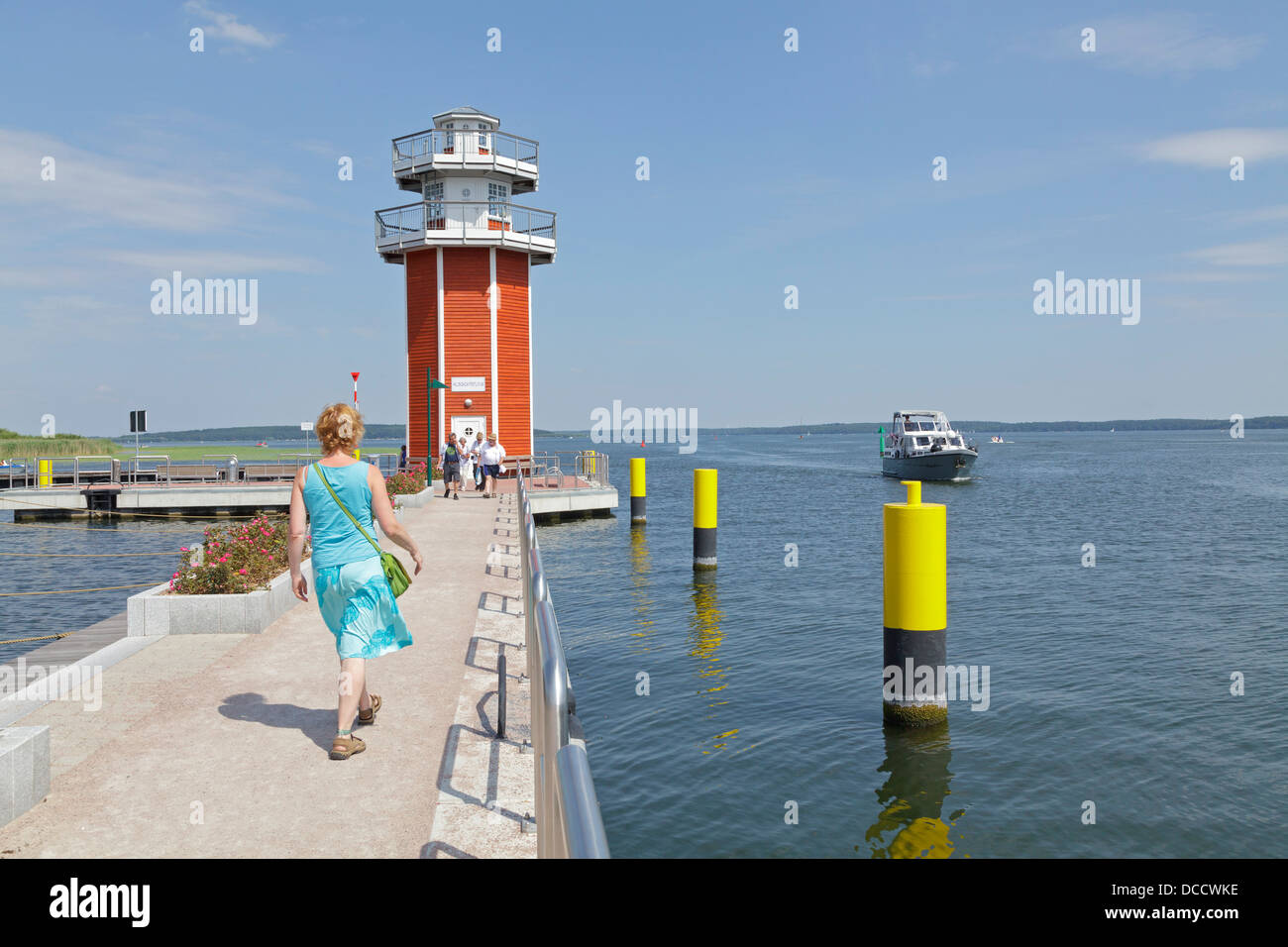 Phare, Plau am See, lacs de Mecklembourg, Schleswig-Holstein, Allemagne Banque D'Images