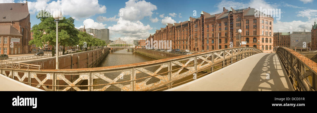 Speicherstadt Hamburg Allemagne Panorama Ville eau Banque D'Images