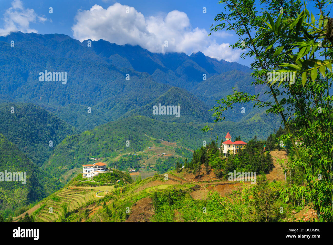 Village de Cat Cat dans la vallée de Muong Hoa près de Sapa, Vietnam, Asie. Banque D'Images