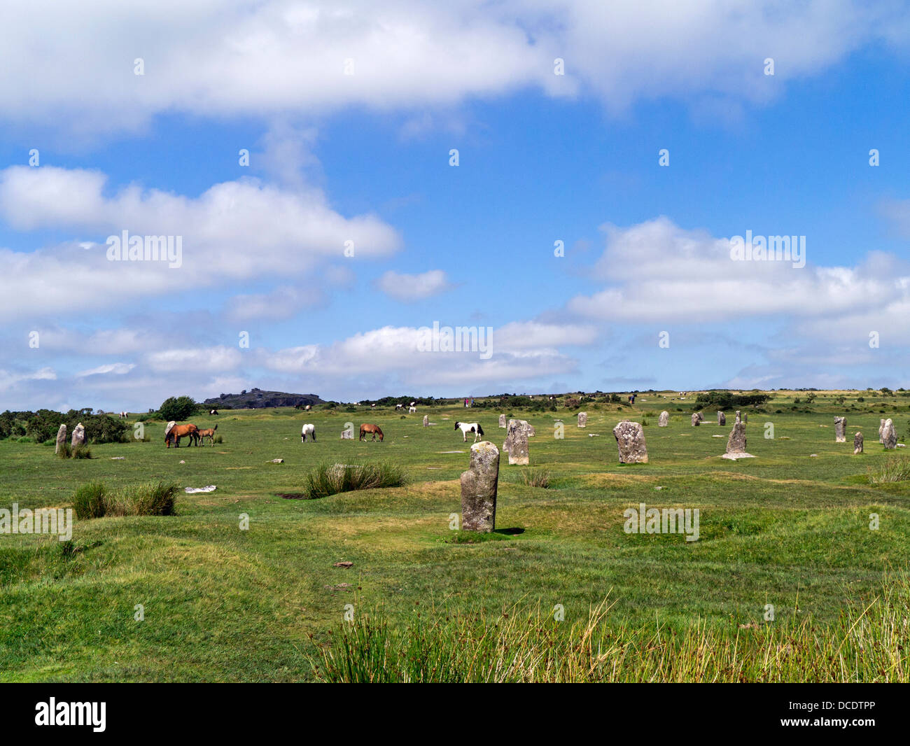 The Hurlers stone circle à laquais près de Liskeard, Cornwall, UK Banque D'Images