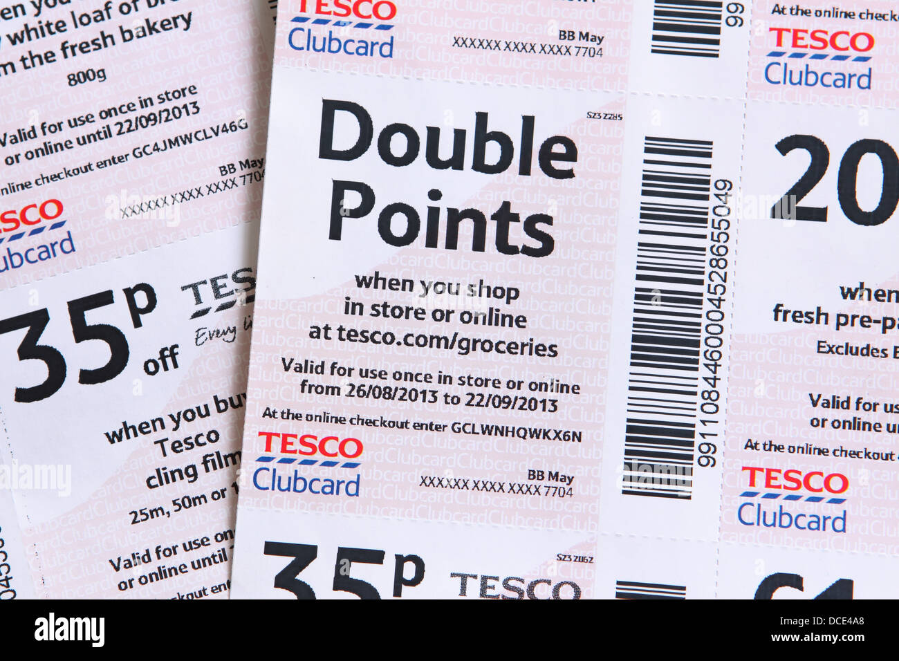 Supermarché Tesco bons points Clubcard offrant le double Banque D'Images