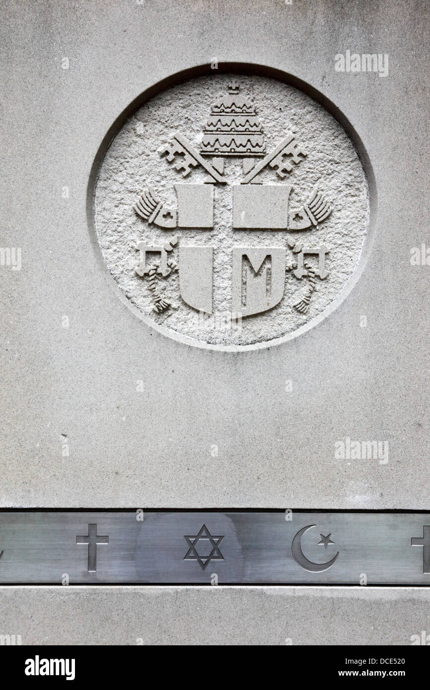 Les principaux symboles de religions abrahamiques (christianisme, judaïsme et islam) et du Maryland, Baltimore, Maryland, USA Banque D'Images