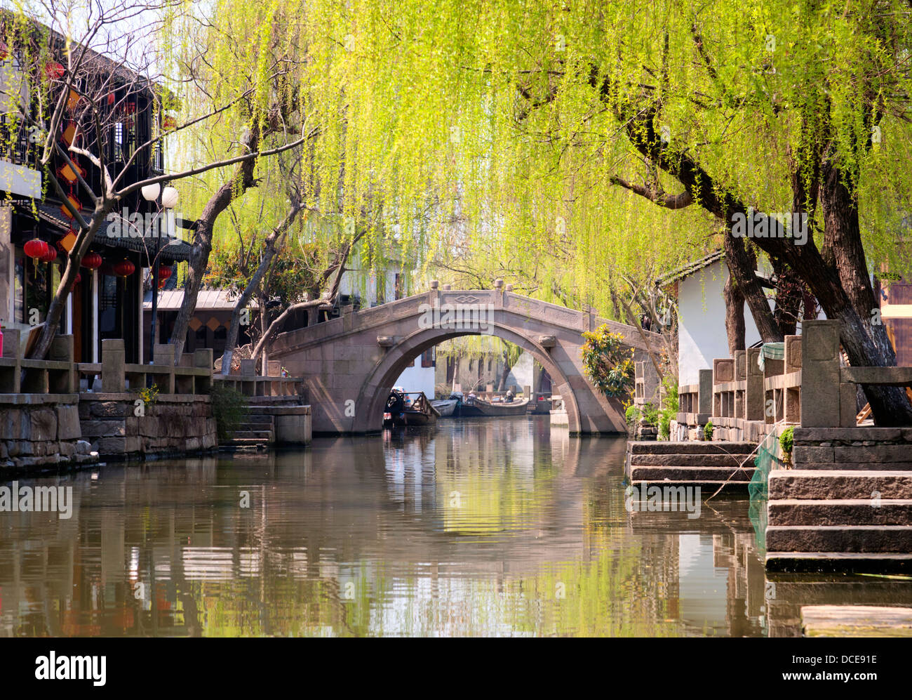 Célèbre ville d'eau - Zhouzhuang, Province de Zhejiang, Chine. Banque D'Images
