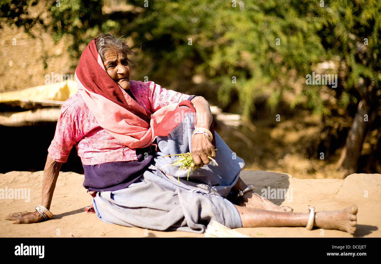 Bhil tribal femme , Udaipur région Banque D'Images