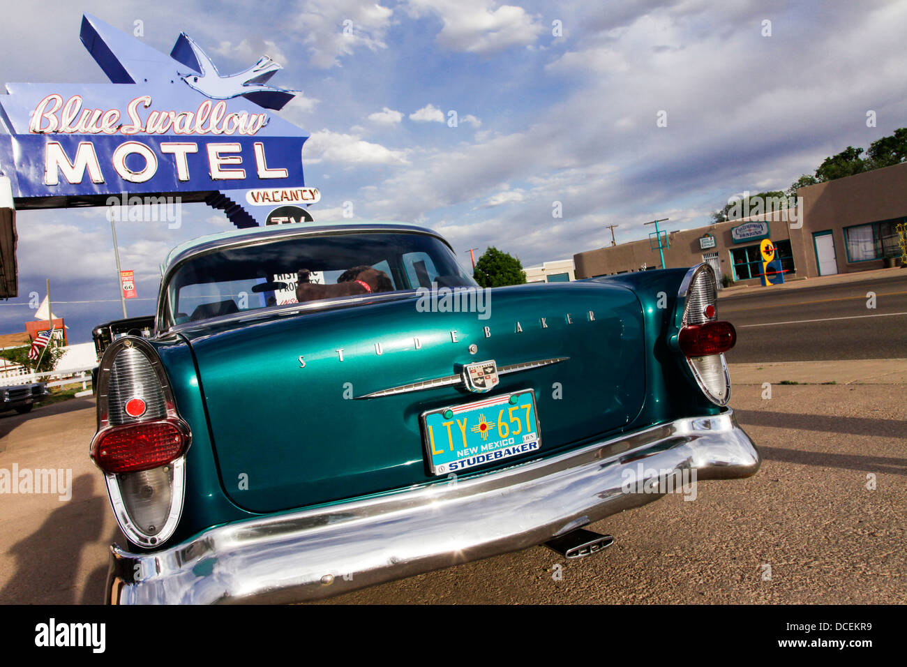 Tucumcari, New Mexico, United States. Route 66. Hirondelle historique Motel. Banque D'Images