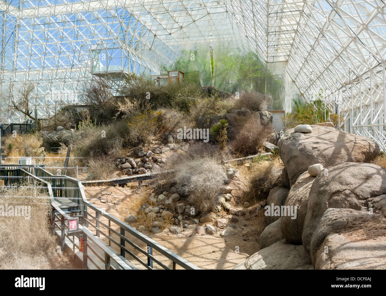 La zone désertique, Biosphere 2 Earth Systems Science Research Facility de l'Université de l'Arizona, Oracle, près de Tucson, Arizona, USA Banque D'Images