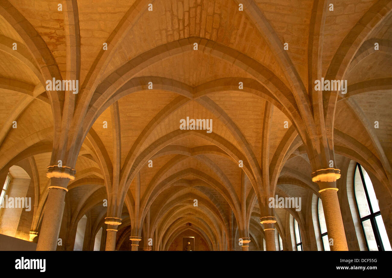 Voûtes de la nef centrale de l'ancien monastère cistercien des Bernardins à Paris. Connu sous le nom de 'Bernadins College'. Ce 13e Banque D'Images