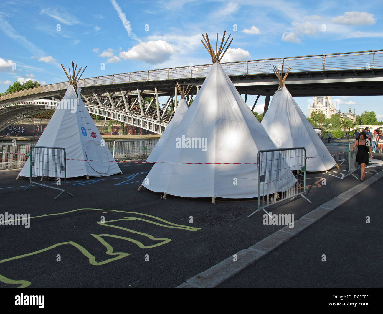 Les Berges de la Seine,nouvelles,Passerelle Léopold Senghor,quai Anatole France,Paris,France,rive gauche Banque D'Images