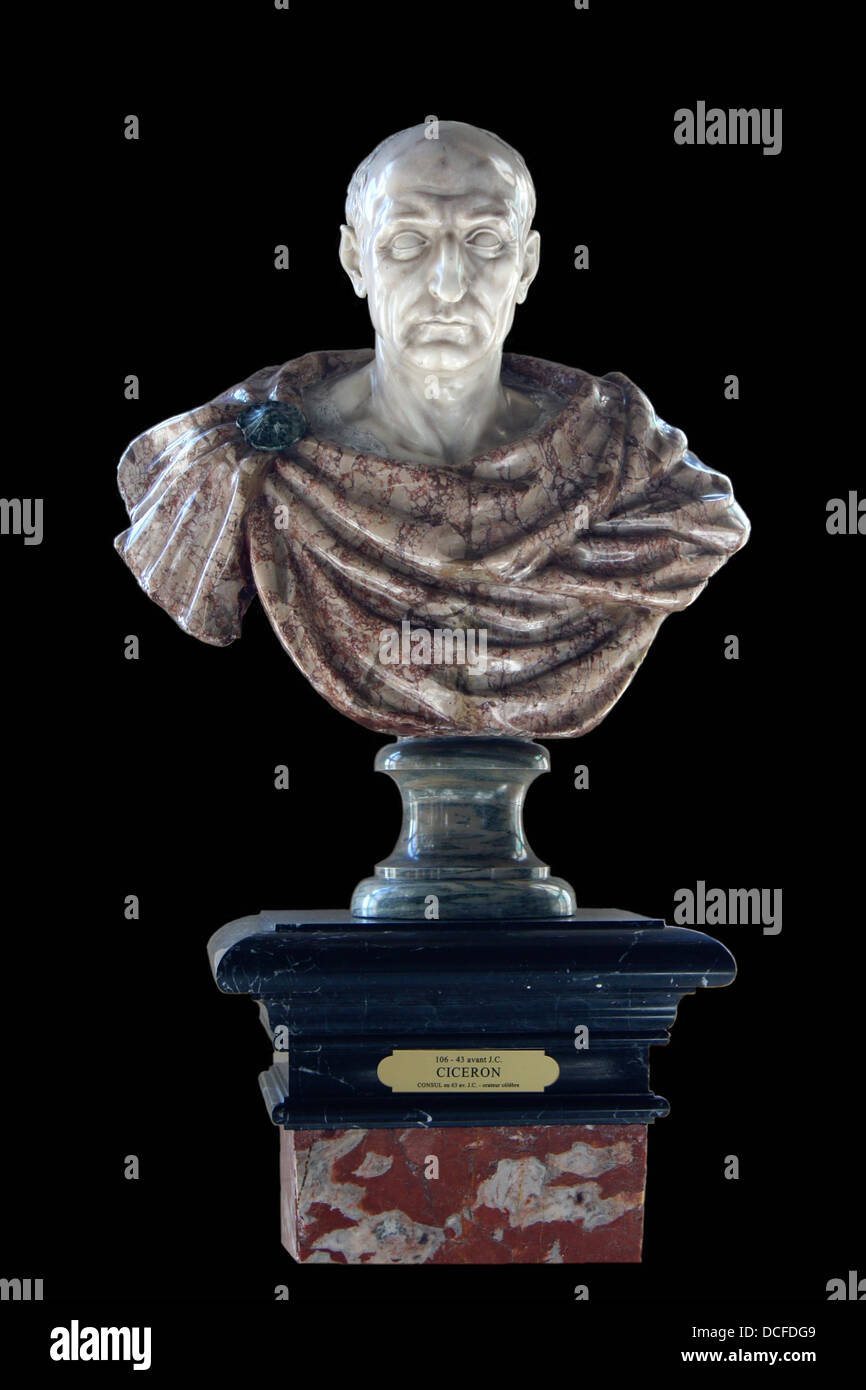 Marcus Tullius Cicéron, Consul romain, 106-43 avant J.-C., buste en marbre de Florence (Italie), XVIIe siècle, le Château de Vaux-le-Vicomte, Fr Banque D'Images