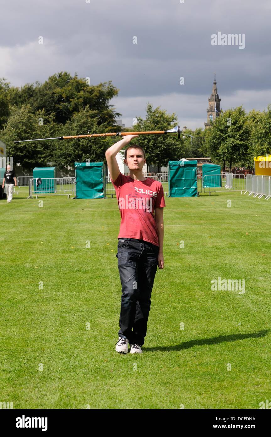 Glasgow, Écosse, Royaume-Uni, le 16 août, 2013. World Pipe Band Championships, sessions de pratique final lancé sur Glasgow Green. Credit : Douglas Carr/Alamy Live News Banque D'Images
