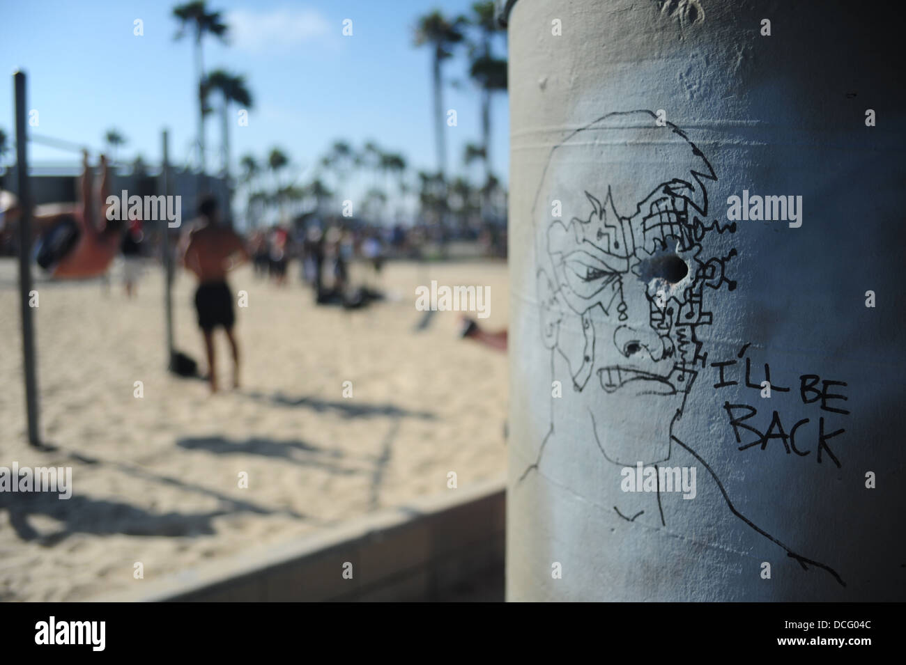 CA États-unis Californie Los Angeles L.A. LA plage de Venice Muscle Beach Dessin d'Arnold Schwarzenegger dans le film Terminator Banque D'Images