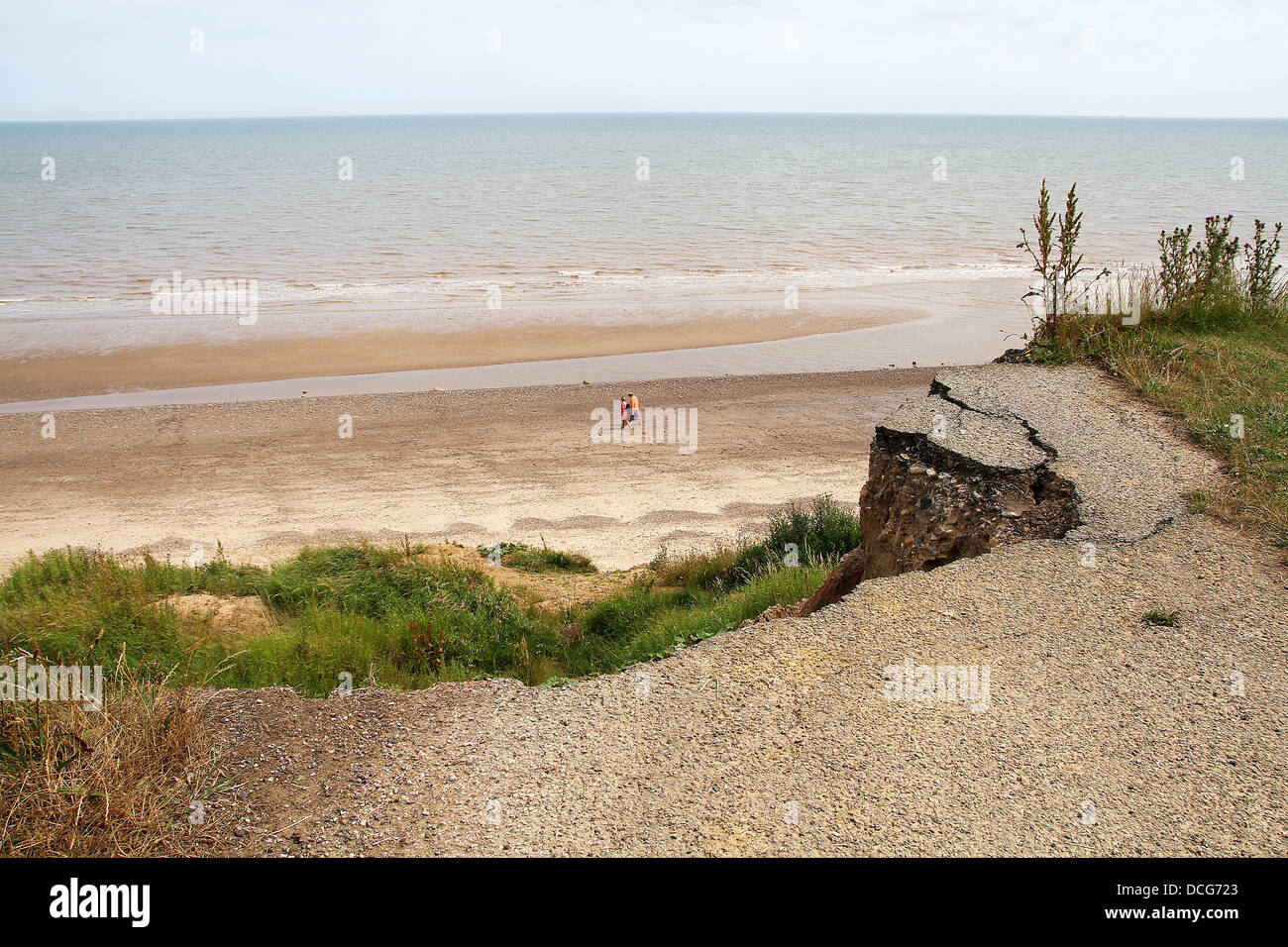 L'érosion d'une falaise dans la mer du Nord. Banque D'Images