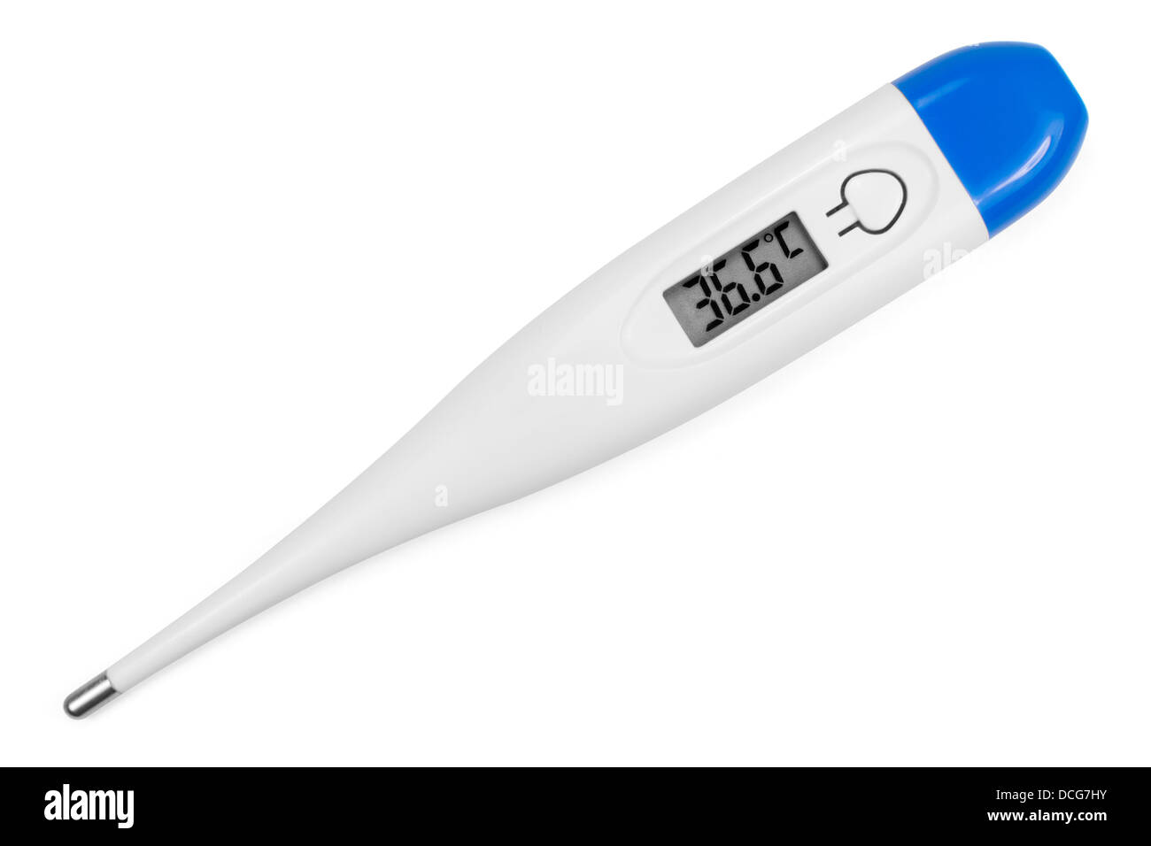 Thermomètre électronique corps sain d'afficher la température du corps  humain 36,6 degrés C (Celsius). Isolé sur blanc. Clipping path Photo Stock  - Alamy