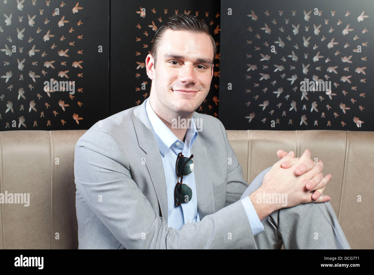 Cooper Hefner. Playboy Club London, UK 14.08.2013 Photo montre Cooper Hefner, fils de Hugh Hefner a photographié à la Playboy Club sur Old Park Lane, London, England, UK Banque D'Images