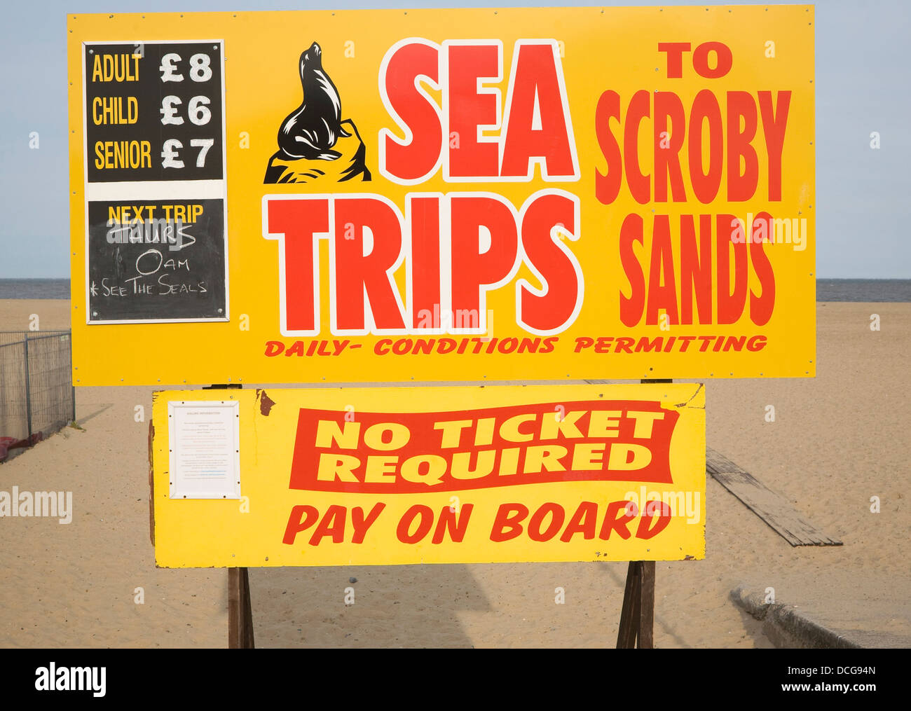 Inscrivez-excursions en mer scroby sands Great Yarmouth, Norfolk, Angleterre Banque D'Images