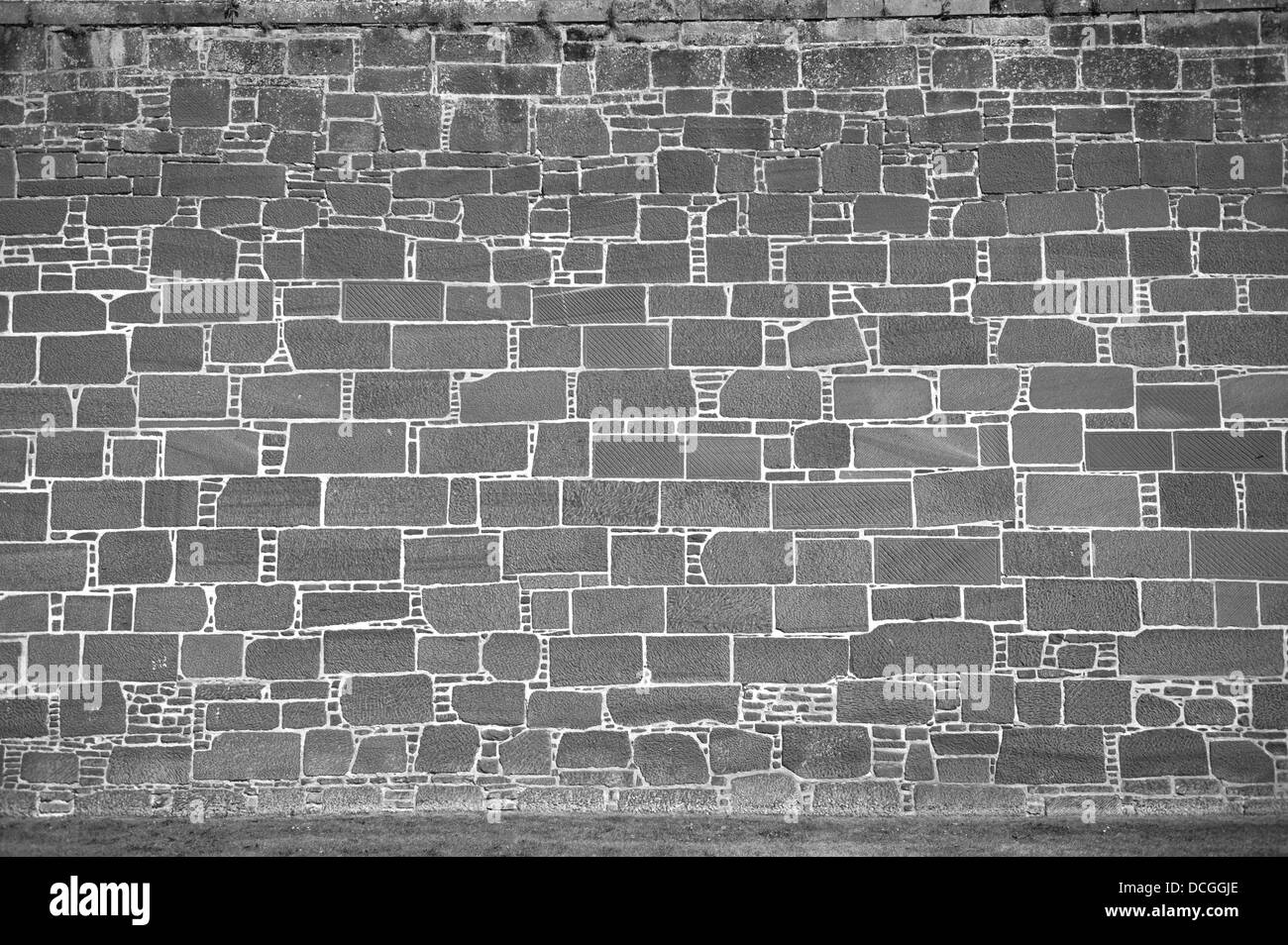 Vieux Mur de pierre noir et blanc Banque D'Images