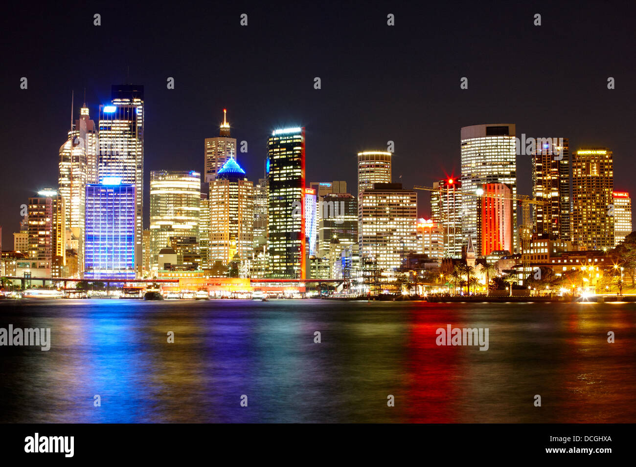 Sydney skyline at night, Australie Banque D'Images