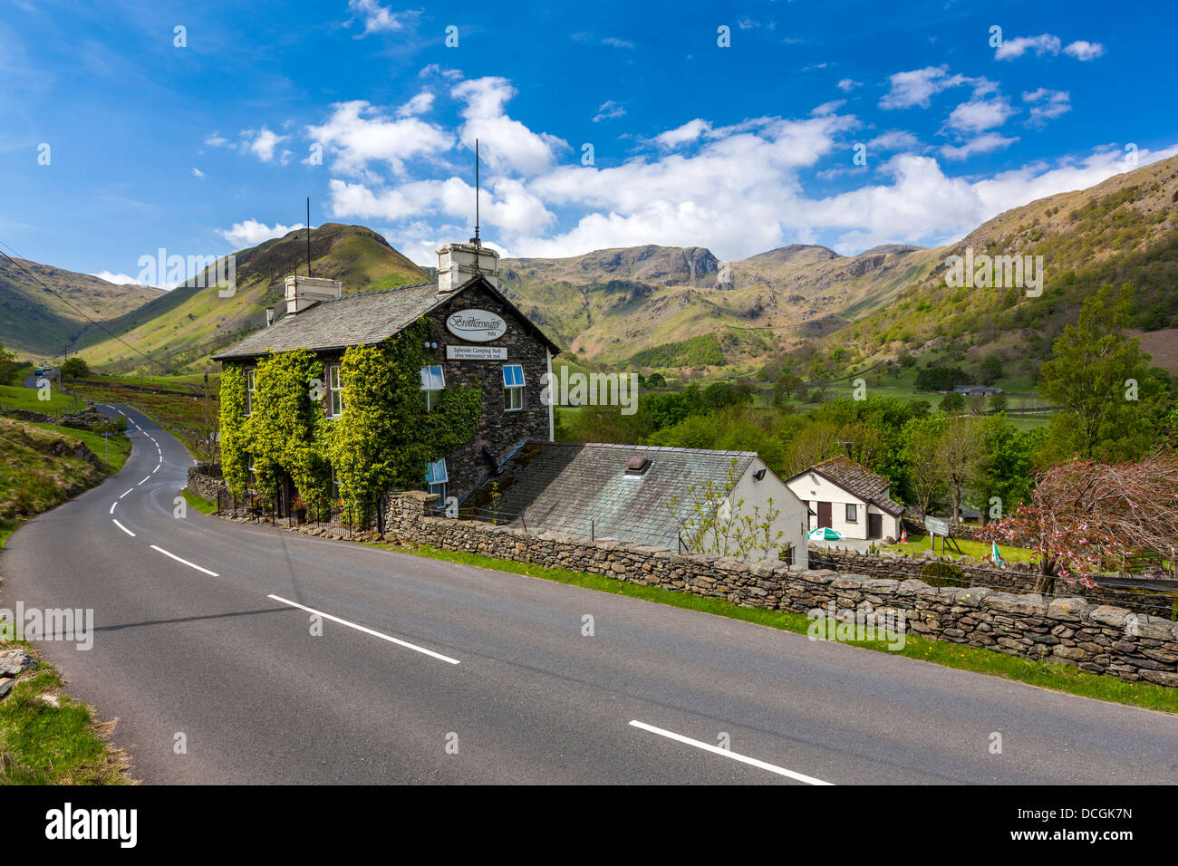 Brotherswater Inn, Dovedale valley, Parc National de Lake District, Cumbria, Angleterre, Royaume-Uni, Europe. Banque D'Images