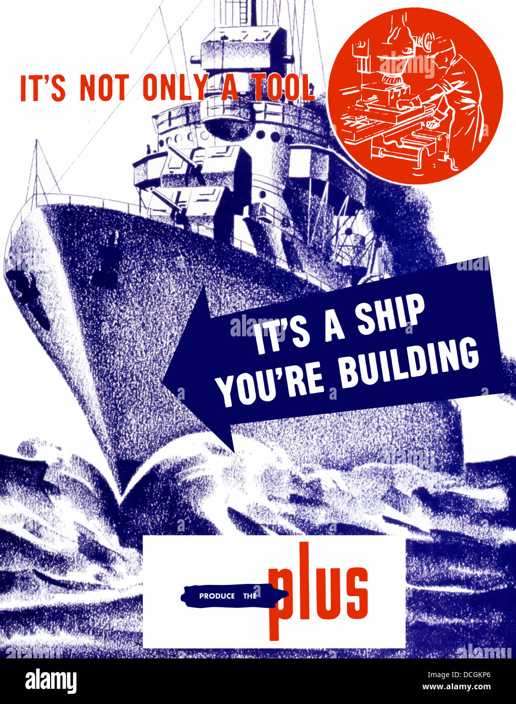 La Seconde Guerre mondiale affiche de propagande d'un cuirassé d'une mer. Banque D'Images