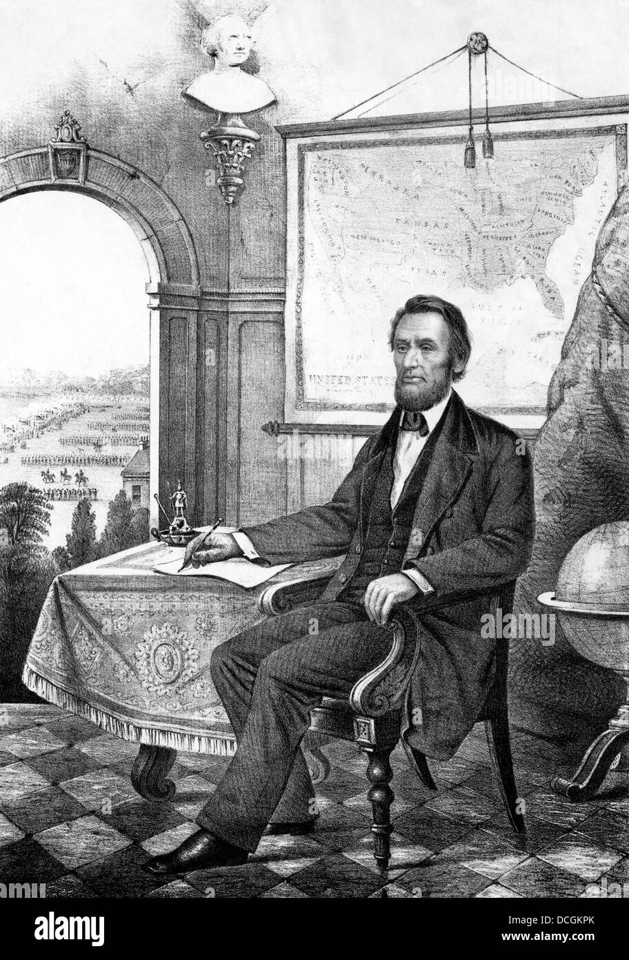 Guerre civile vintage restaurés numériquement imprimer du président Abraham Lincoln. Banque D'Images