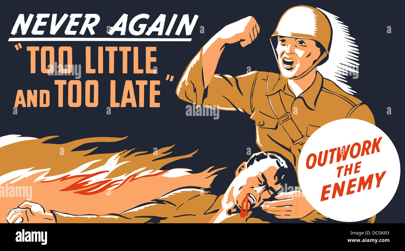 La Seconde Guerre mondiale affiche de propagande d'un soldat tenant son camarade mort. Banque D'Images