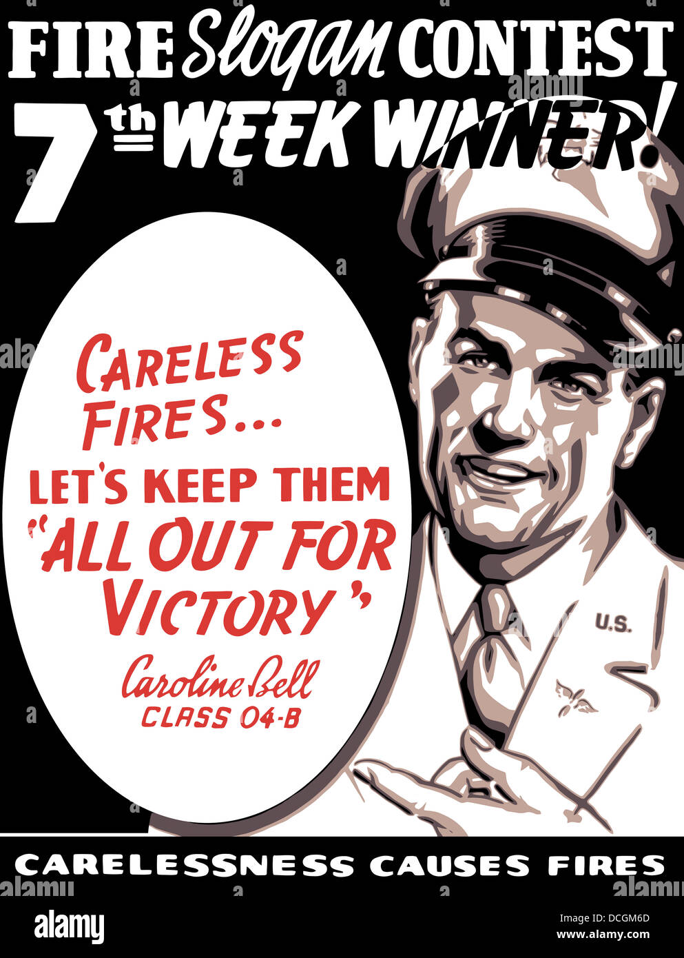 La Seconde Guerre mondiale affiche de propagande d'un officier de l'armée en souriant. Banque D'Images