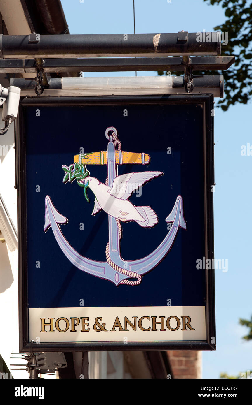 L'espoir et d'enseigne de pub, Leamington Spa, Royaume-Uni Banque D'Images