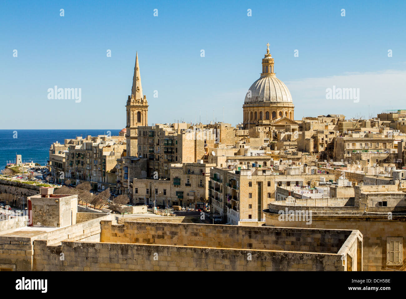 La Cathédrale St Paul à La Valette, Malte. Banque D'Images