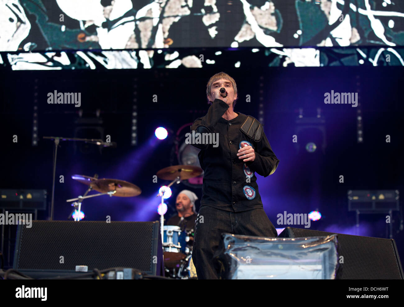 The Stone Roses (Ian Brown, John Squire, Reni, Mani) en concert à Londres, Finsbury Park Banque D'Images