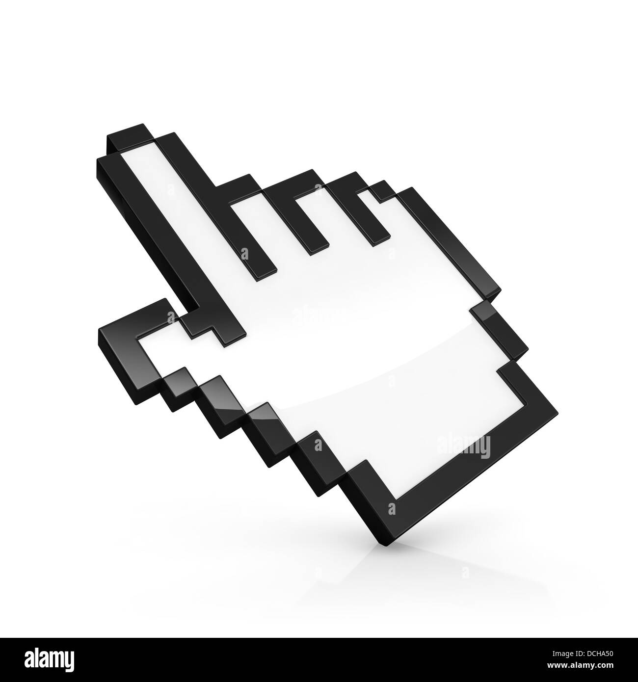 3D illustration de pixelated pointeur main isolated on white Banque D'Images