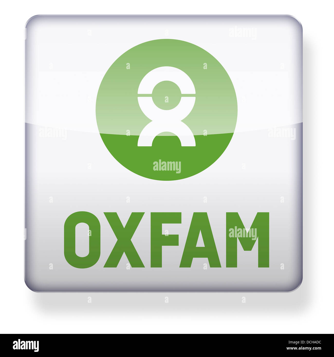 Logo de bienfaisance Oxfam comme une icône de l'application. Chemin de détourage inclus. Banque D'Images