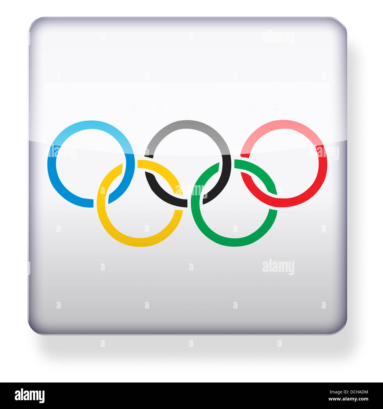 Anneaux olympiques comme une icône de l'application. Chemin de détourage inclus. Banque D'Images