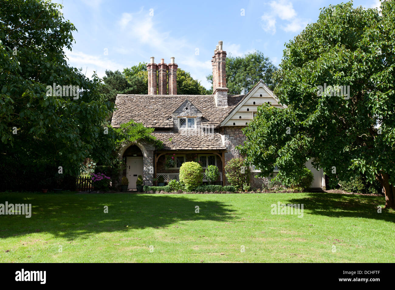 Cottage double, hameau de Blaise, Henbury, Bristol, Angleterre, Royaume-Uni. Banque D'Images