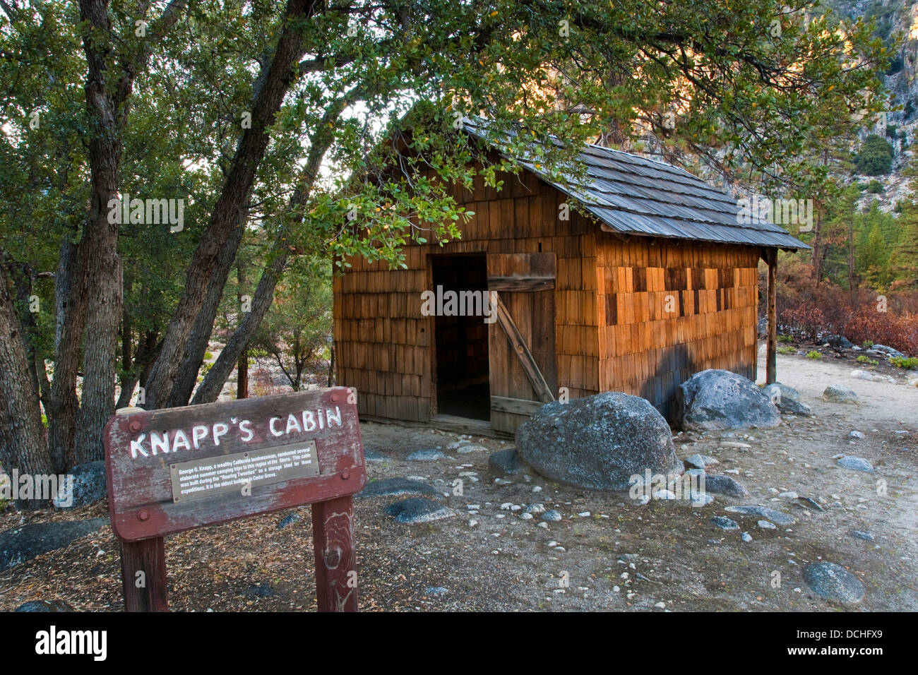 Knapp's Cabin, près de Cedar Grove, Kings Canyon National Park, Californie Banque D'Images