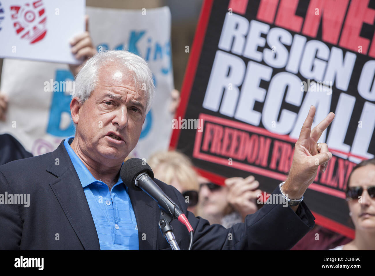 San Diego, Californie, USA. Août 18, 2013. Rancho Santa Fe résident John Cox a parlé de ses efforts pour réformer la politique de la Californie, à commencer par le rappel de San Diego en difficulté Le Maire Bob Filner. © Daniel Knighton/ZUMAPRESS.com/Alamy Live News Banque D'Images