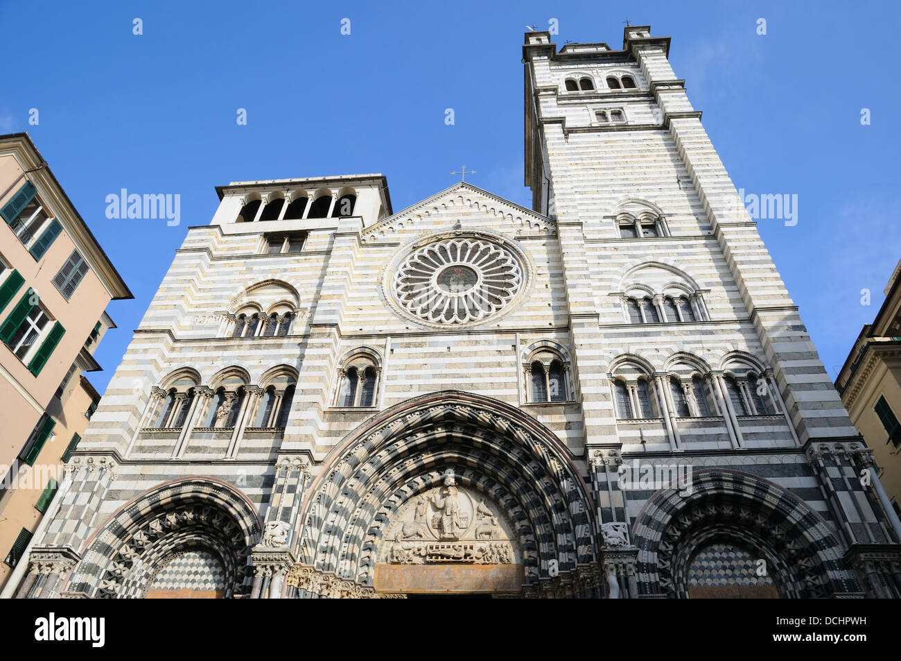 La cathédrale médiévale de Genova, Italie, en clair Banque D'Images