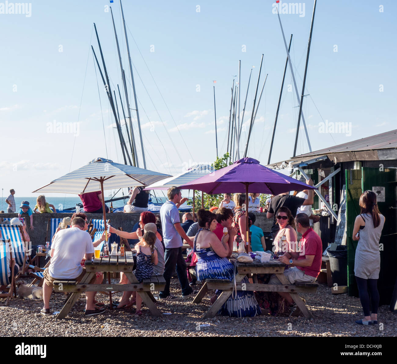Seaside Beach Cafe Restaurant de fruits de mer, Whitstable Kent Banque D'Images