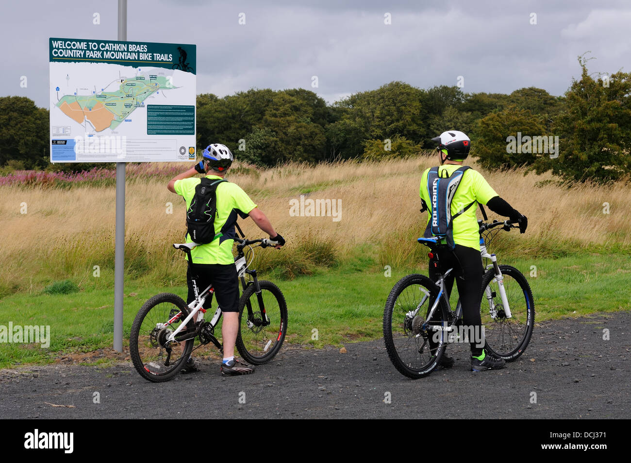 Des sentiers de vélo de montagne à Glasgow, Écosse, Royaume-Uni pour la préparation des Jeux du Commonwealth de 2014. Banque D'Images